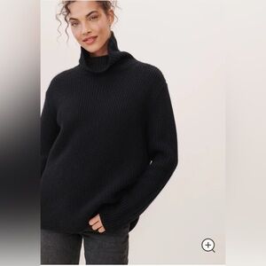 JENNI KAYNE RIB KNIT CASHMERE TURTLE NECK  BLACK XS